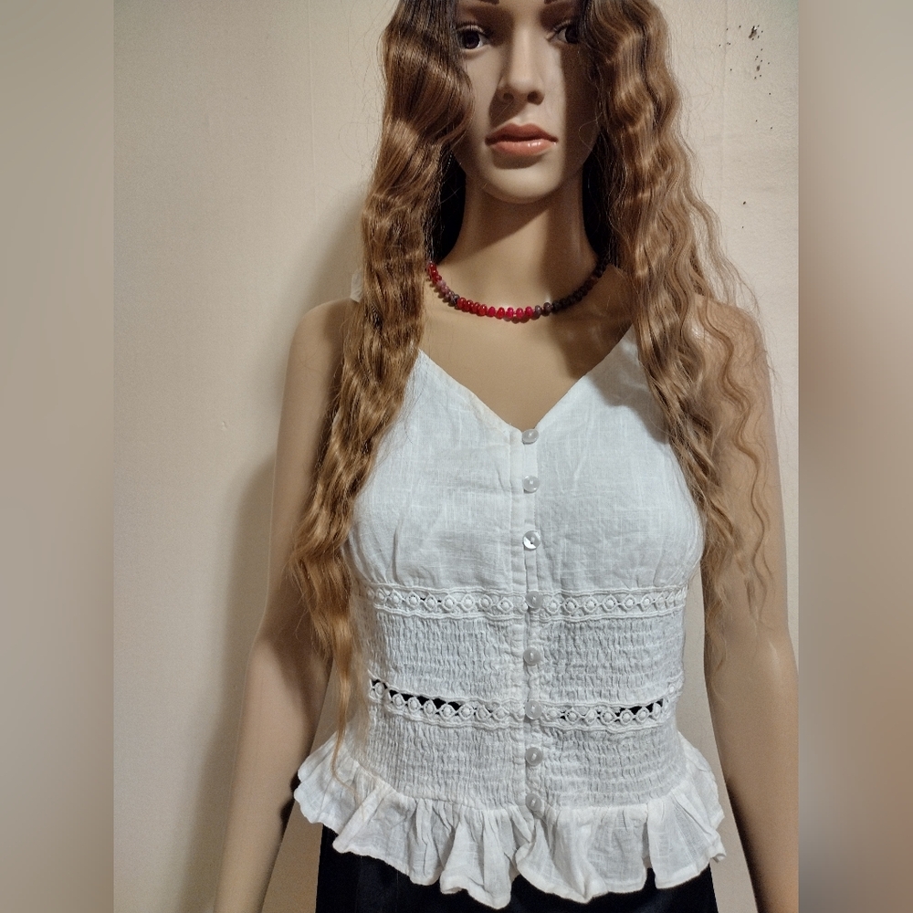 Rebellion boho lace camisole tank top, L, NWT